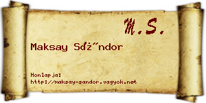 Maksay Sándor névjegykártya