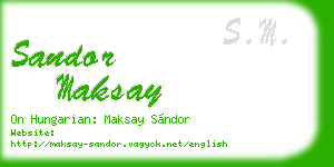 sandor maksay business card