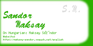 sandor maksay business card